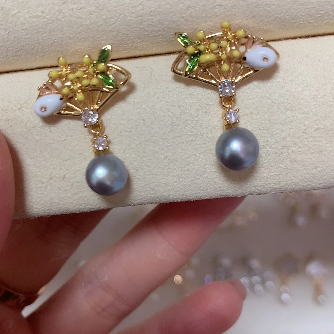 淡水珍珠耳饰合金用****5