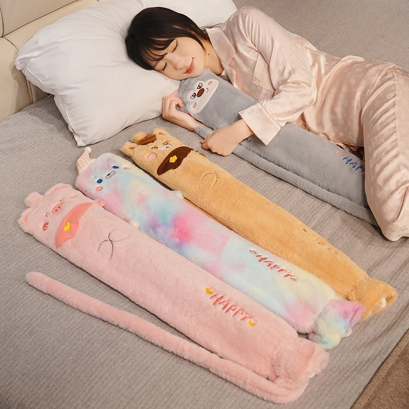 可爱动物长条抱枕女生睡觉床上夹腿侧睡枕头热水暖手袋女生睡觉抱
