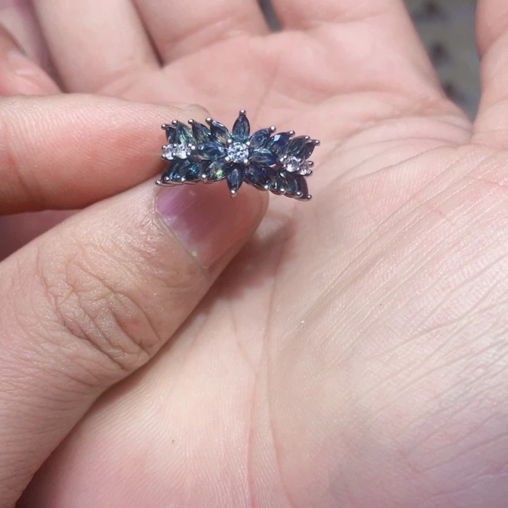 蓝宝石戒指银S925镶嵌