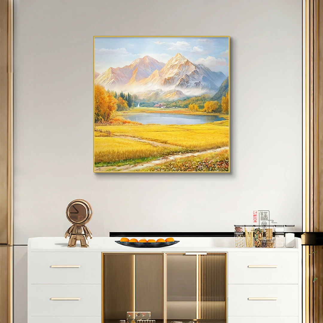丰收金山聚宝盆客厅餐厅现代轻奢挂画茶室办公室生财宝背景墙挂画