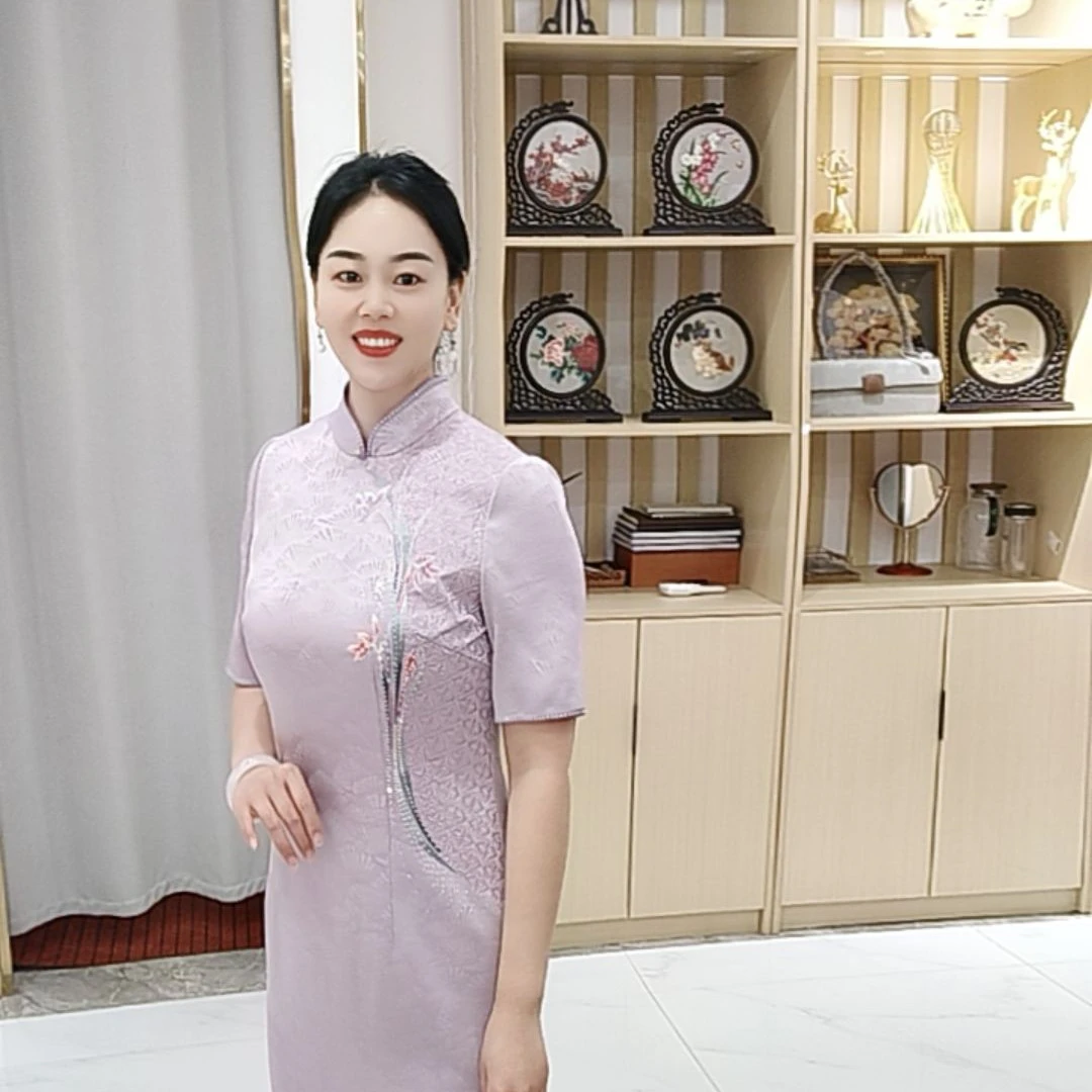 朱紫褕170359立领刺绣中式旗袍