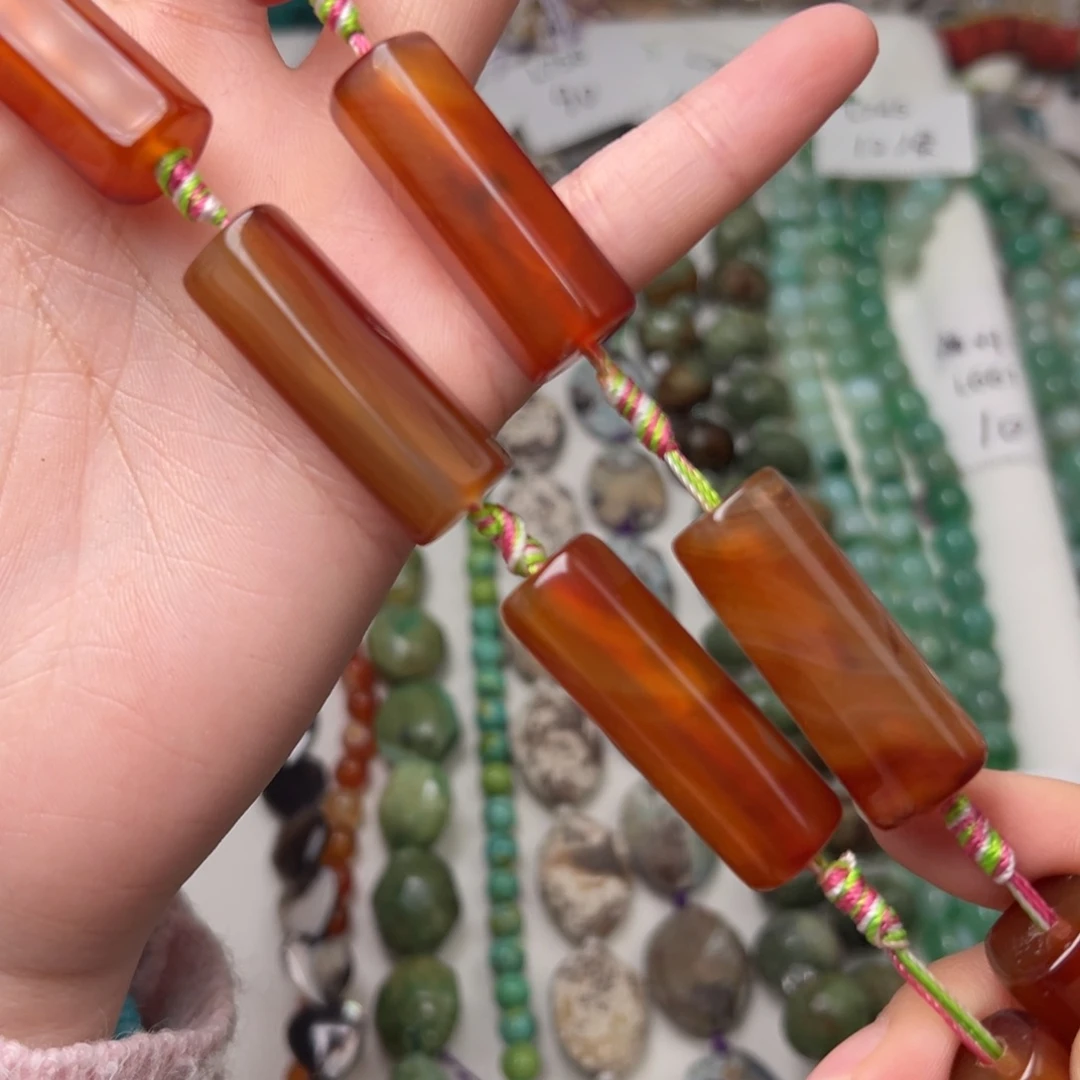 F***g玛瑙/玉髓合金珠宝半成品L764。13mm天然玛瑙桶珠一条