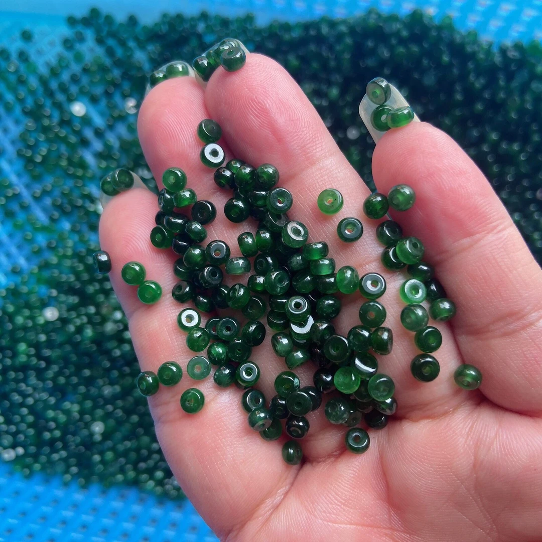促销清库存翡翠A货冰种满绿辣绿算盘散珠发一个单个卖卡4.2mm