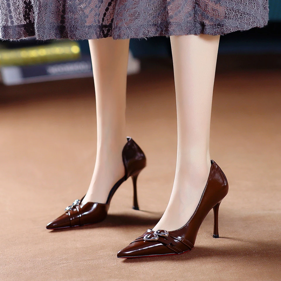 8CM[已经开价]尖头高跟鞋2025年春夏季皮带扣细跟单鞋女D85-685-2