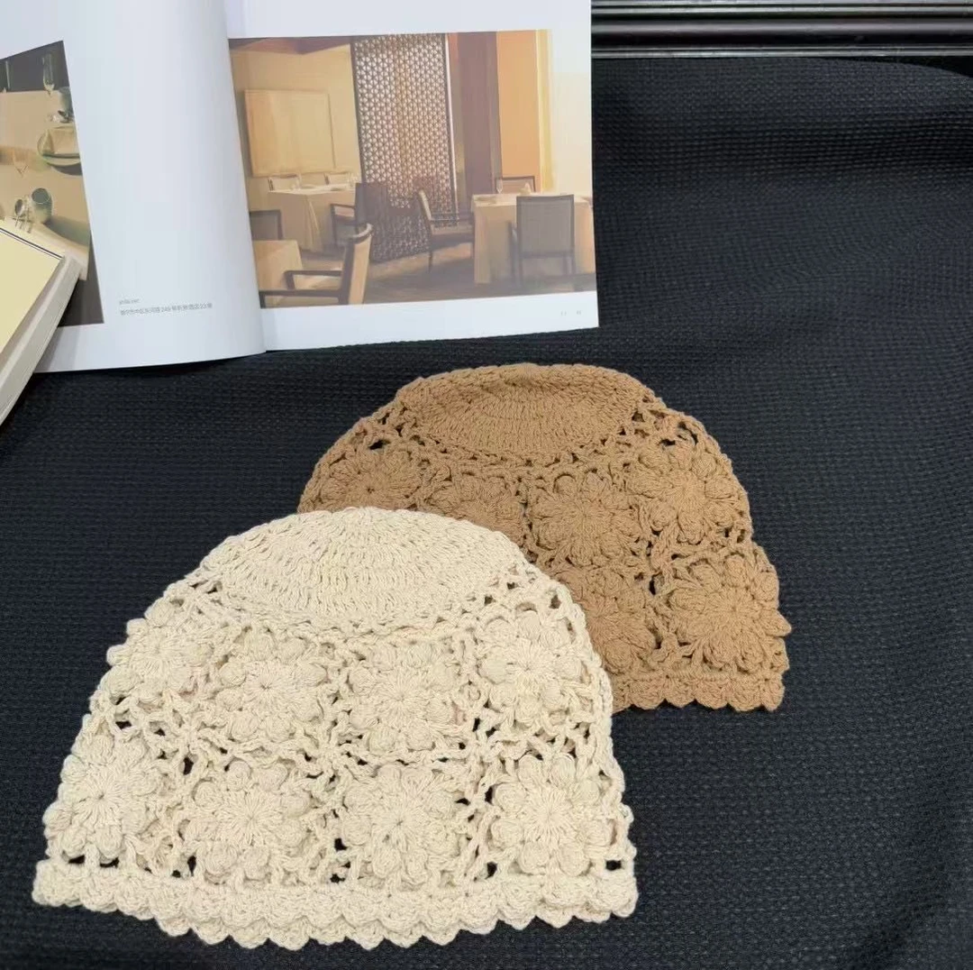 韩系ins钩花针织帽
