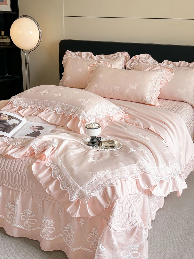 【夏凉被+床盖+枕套*2】夏季提花凉感冰丝夏凉被四件套裸睡床上用品