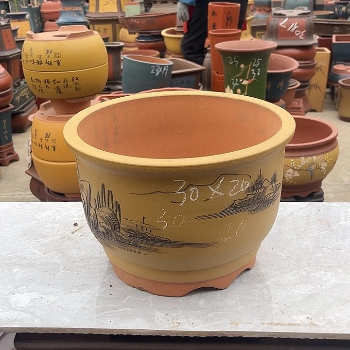 紫砂紫砂花盆和一