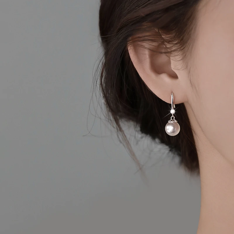 足银仿珍珠耳饰 999足银施家珍珠耳环女2025爆款时尚小众耳饰耳钉