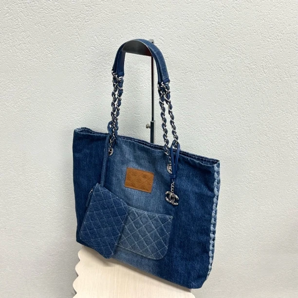95新 Chanel/香奈儿 美品现代款牛仔托特单肩包有子袋 117611