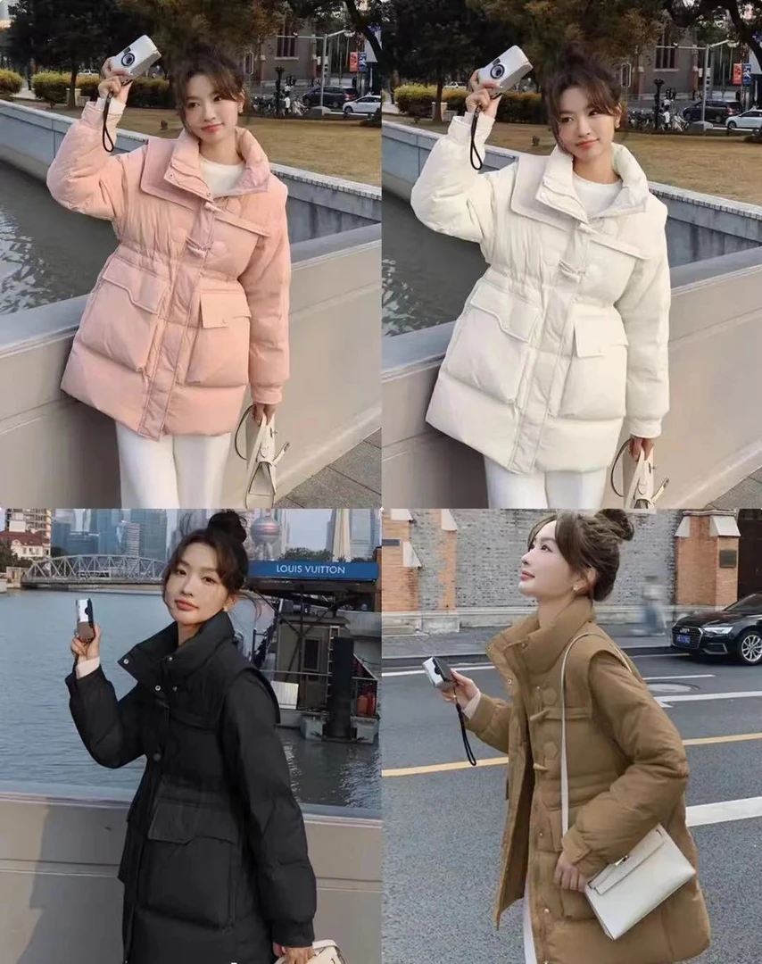 羽绒服女洋气冬季新款中长款白鸭绒大口袋时尚百搭宽松加厚外套