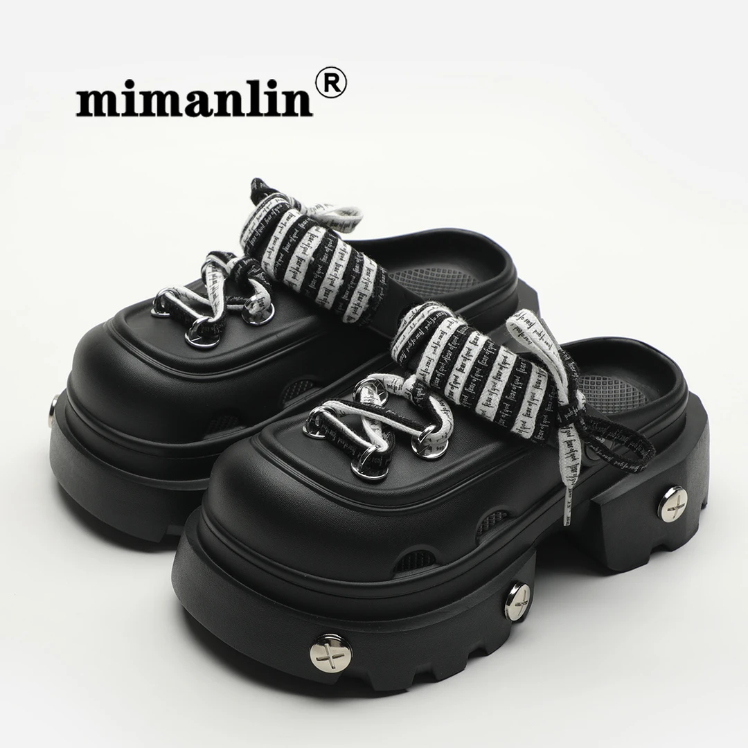 超火绑带朋克风高跟凉鞋女夏季外穿2025新款防滑时尚超火洞洞鞋女