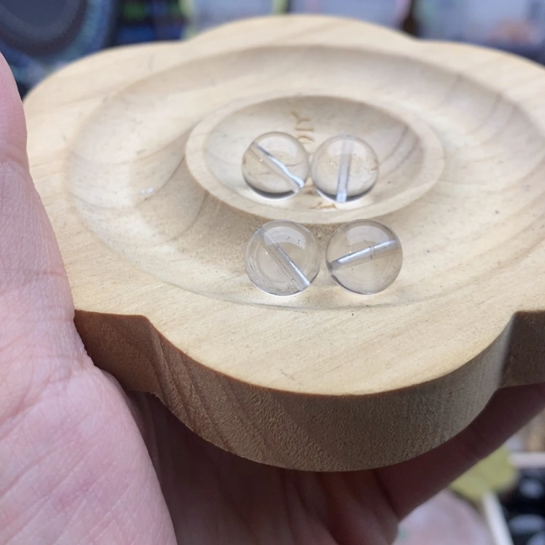 玛瑙/玉髓未镶嵌珠宝半成品四个10-11mm透体白水晶天然圆珠