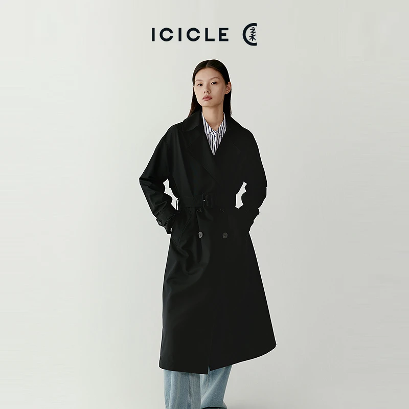 【露珠系列】【之禾经典】ICICLE之禾女装丝羊毛易打理双排扣风衣0236