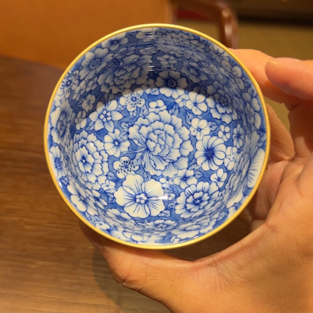 柴窑万花描金主人杯