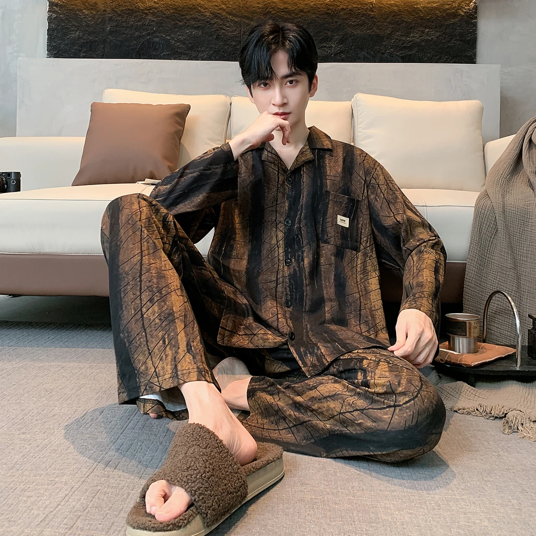 【秋季新款】时尚大气男士纯棉秋季款睡衣家居服休闲透气可外穿套装