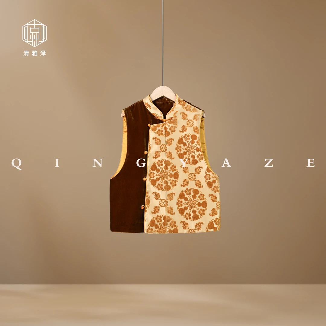 五湖四海！非遗漳缎拼真丝丝绒新中式马甲！GZ5426