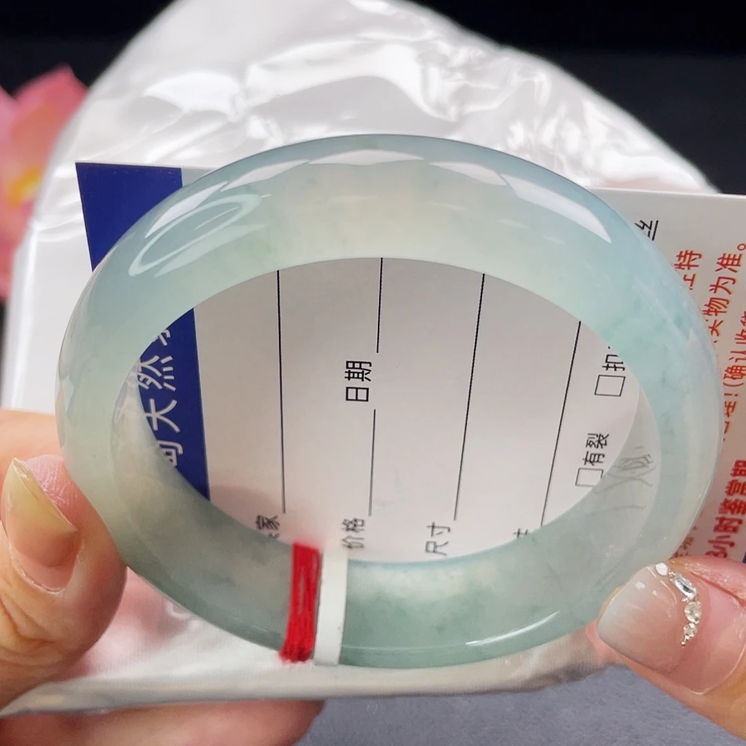 未镶嵌手镯翡翠31号冰种冰川蓝飘花轮胎9644