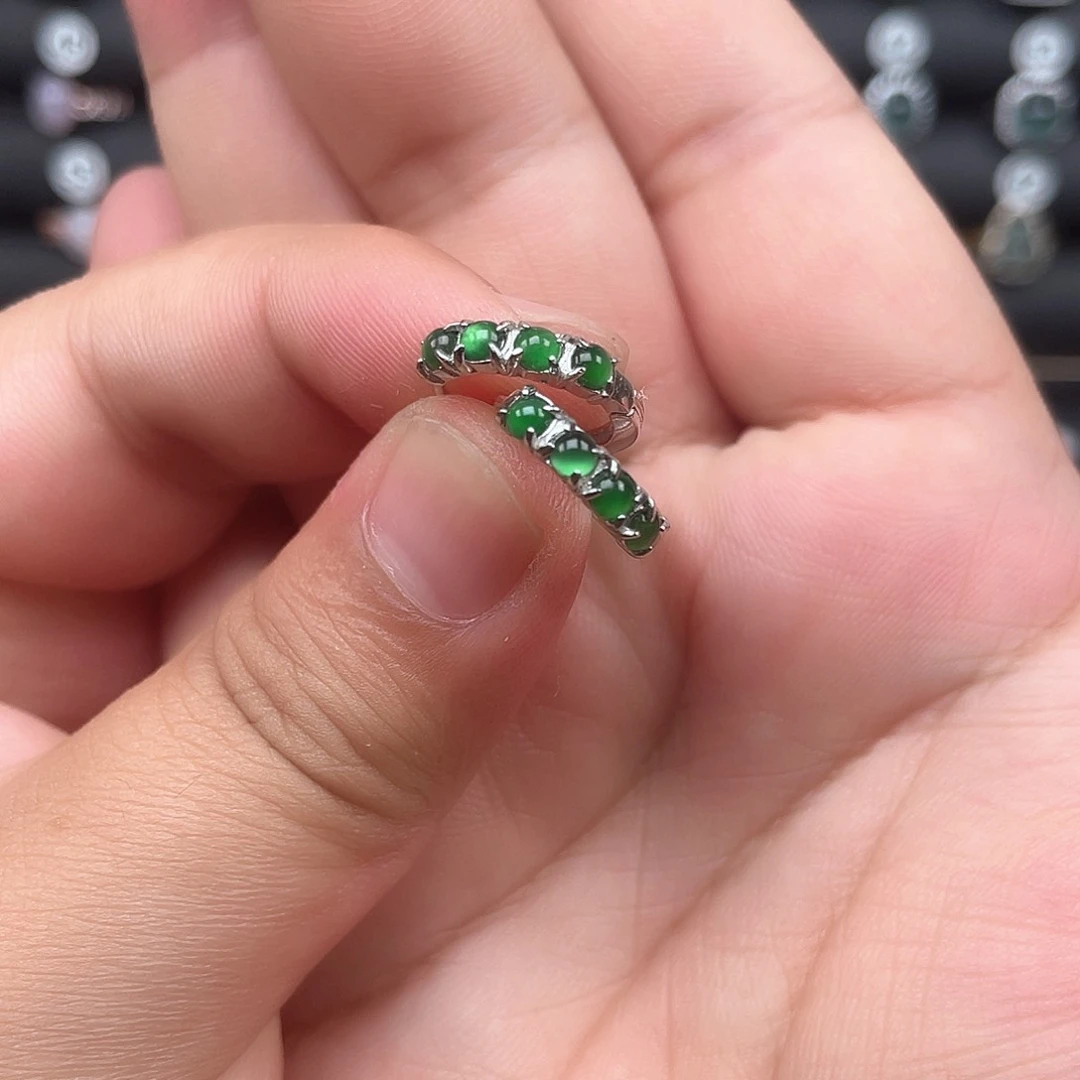 翡翠银S925镶嵌耳饰雨*Oooooooo