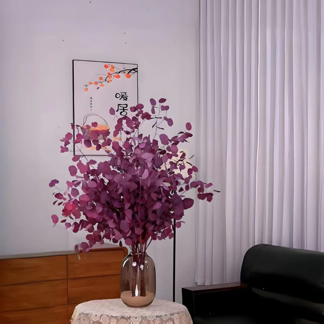 AAA级紫红色桌面苹果尤加利叶花材长期摆放高端家具软装鲜花 永久