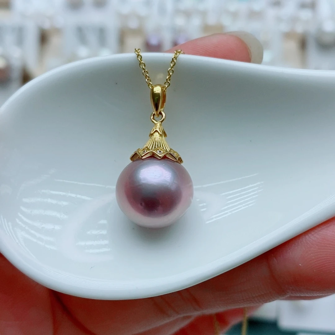淡水珍珠银S925镶嵌吊坠(赠链)13mm