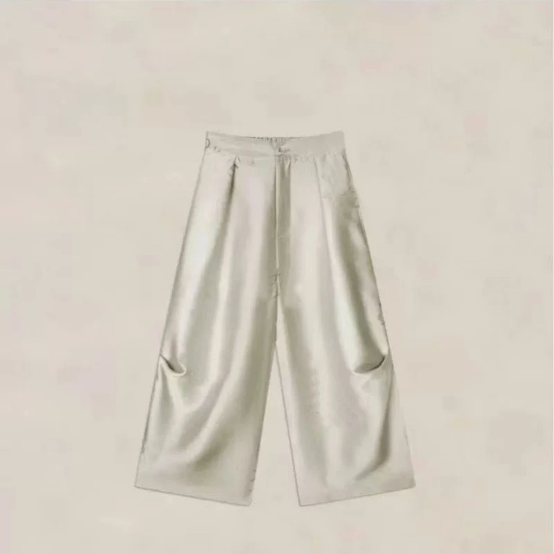 【降价清仓不能退货 】【金莎】简约轻薄压褶阔腿裤