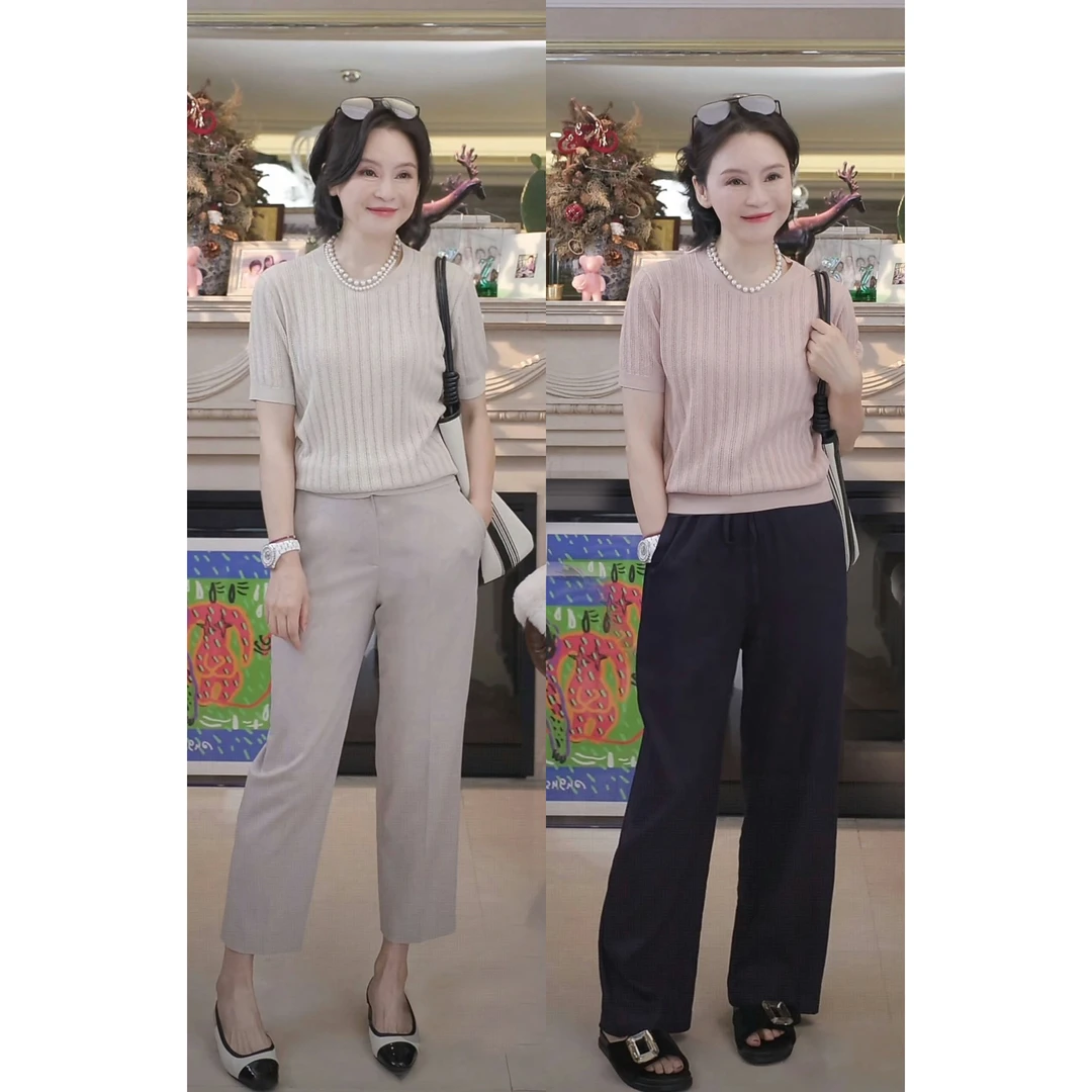 我是摩羯 C家针织衫 意大利进口亚麻天丝金线早秋圆领上衣