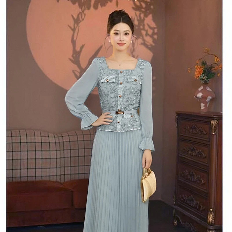 【两件套】【送腰带】【有里布】气质女神范高端大方得体裙子套装D3673