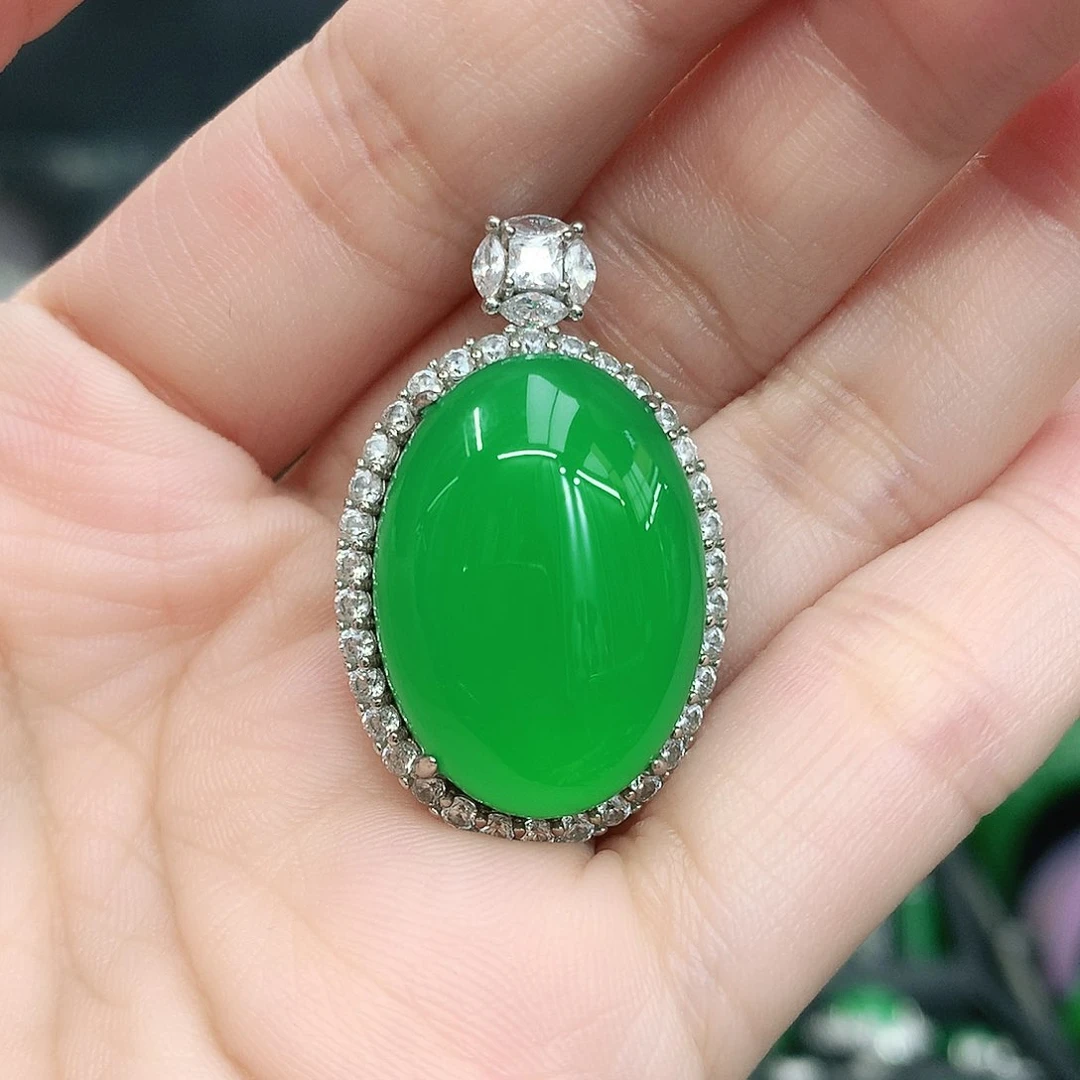 银S925镶嵌吊坠玛瑙/玉髓