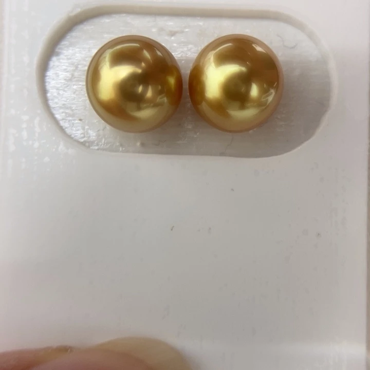 定制海水珍珠未镶嵌发饰8.9mm深浓茶金小极光对珠