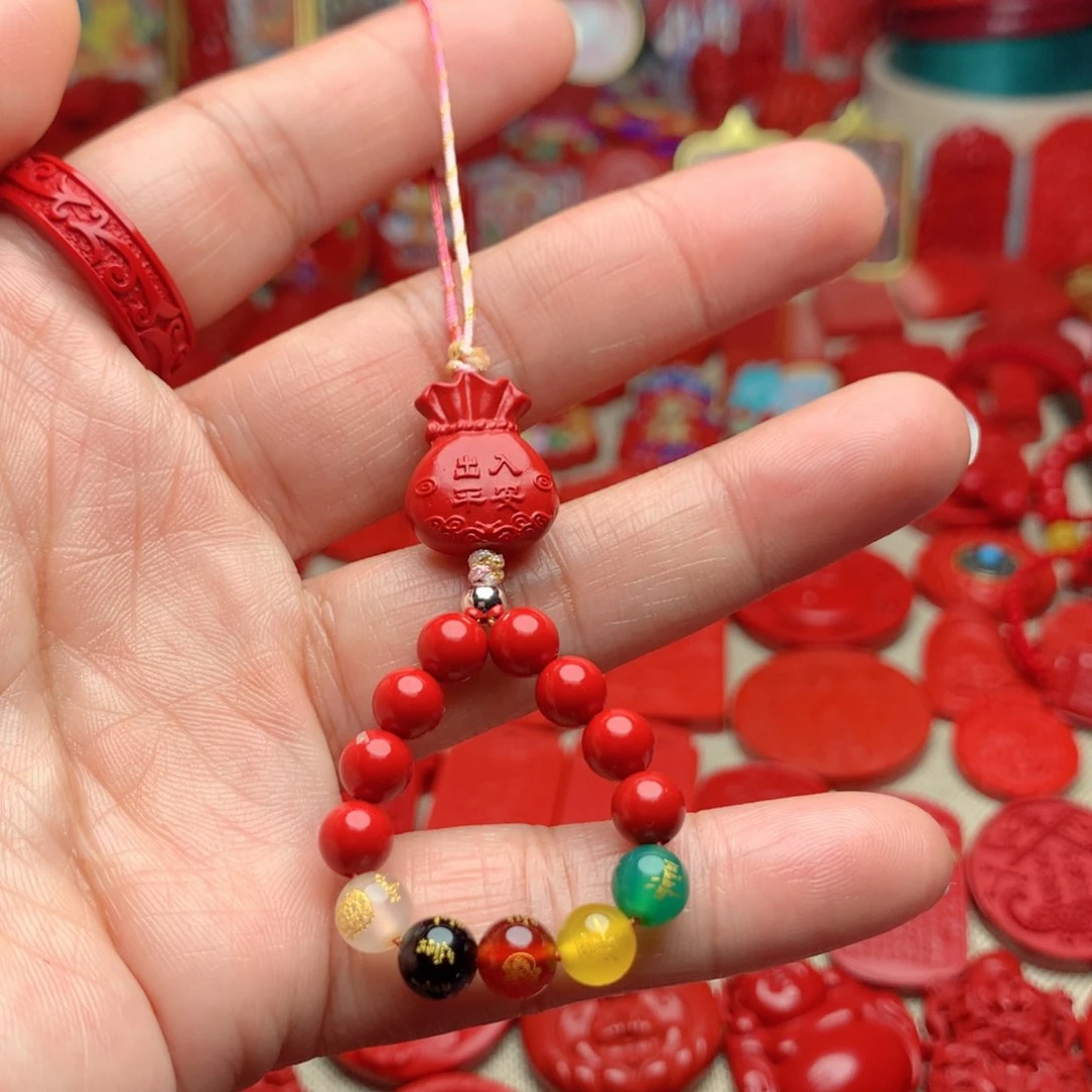 天然辰砂工艺品朱砂手机坠