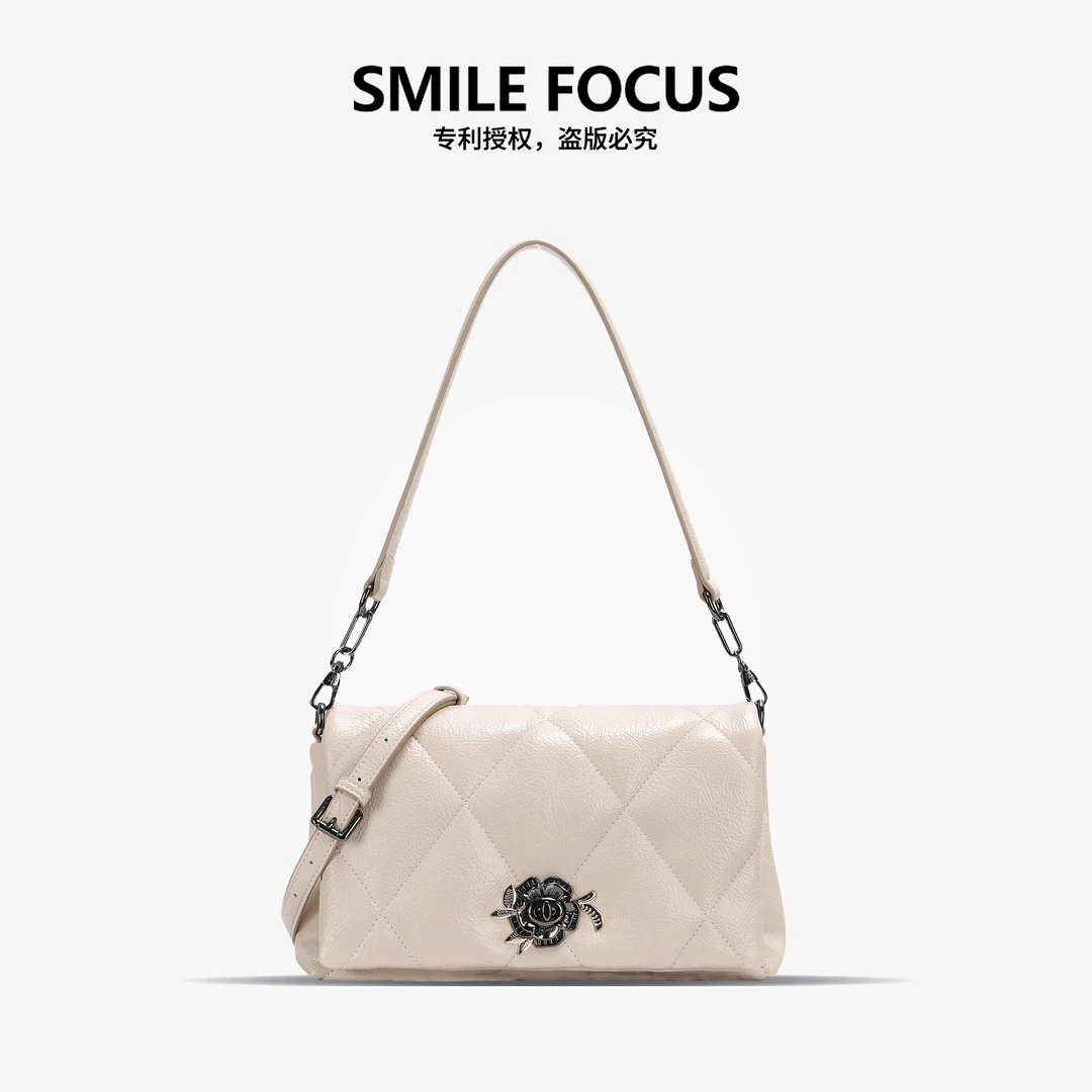 SMILE FOCUS微笑有约菱格链条小方包2025新款高级质感通勤单肩包