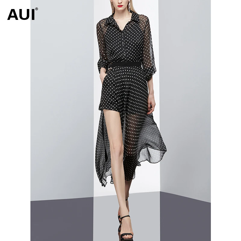 【诗语专属】AUI欧洲站小众波点雪纺衬衫短裤四件套-20Q026322