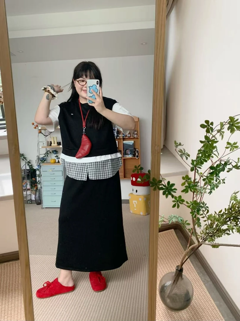 大码夏季套装女休闲宽松短袖卫衣半身裙两件套99193#