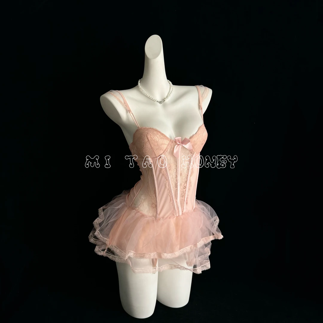 现货速发蜜桃Honey［如遇初恋］法式性感睡裙睡衣