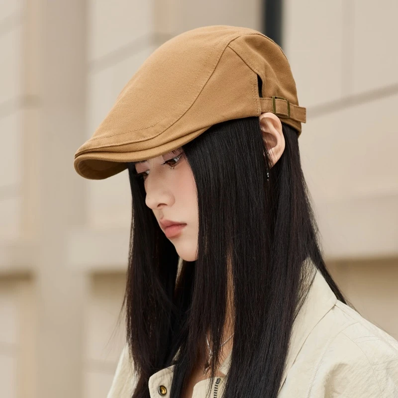 潮牌时尚复古雅痞立体可调节报童帽女百搭前进帽造型鸭舌帽