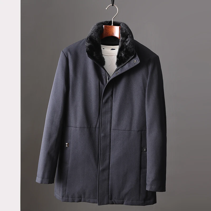 水貂毛领 藏青色（可拆卸内胆）保暖外套 20WM4520