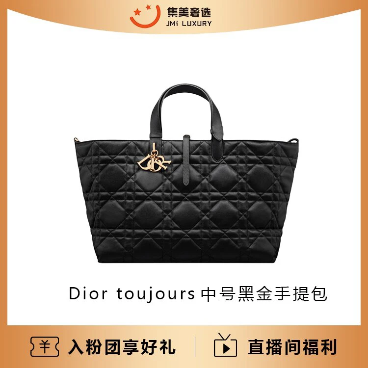 99新 DIOR/迪奥 Dior toujours中号手提黑金时尚包/AM4127