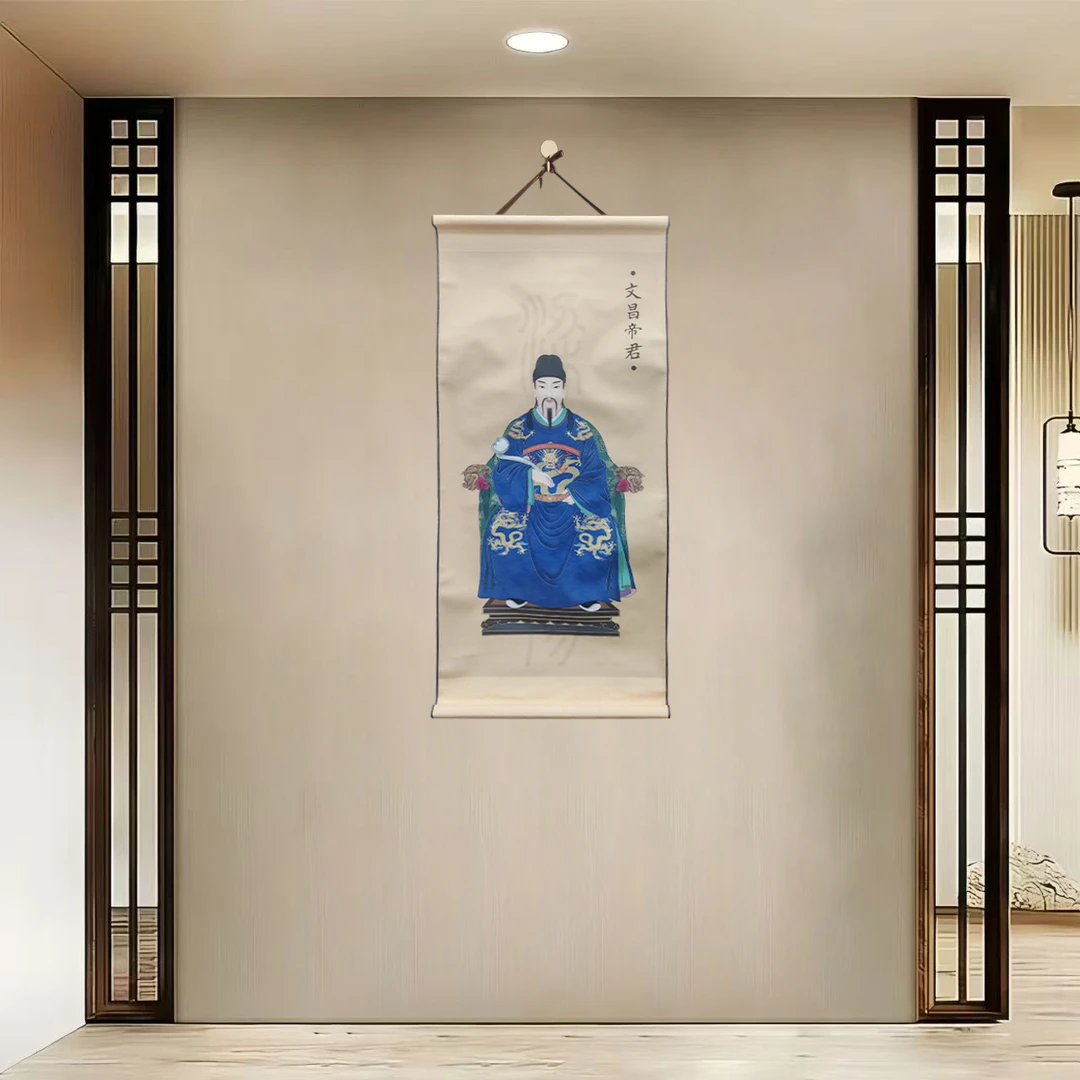 [40-277文昌帝君}净尺寸40x85cm现代简约挂轴装饰画