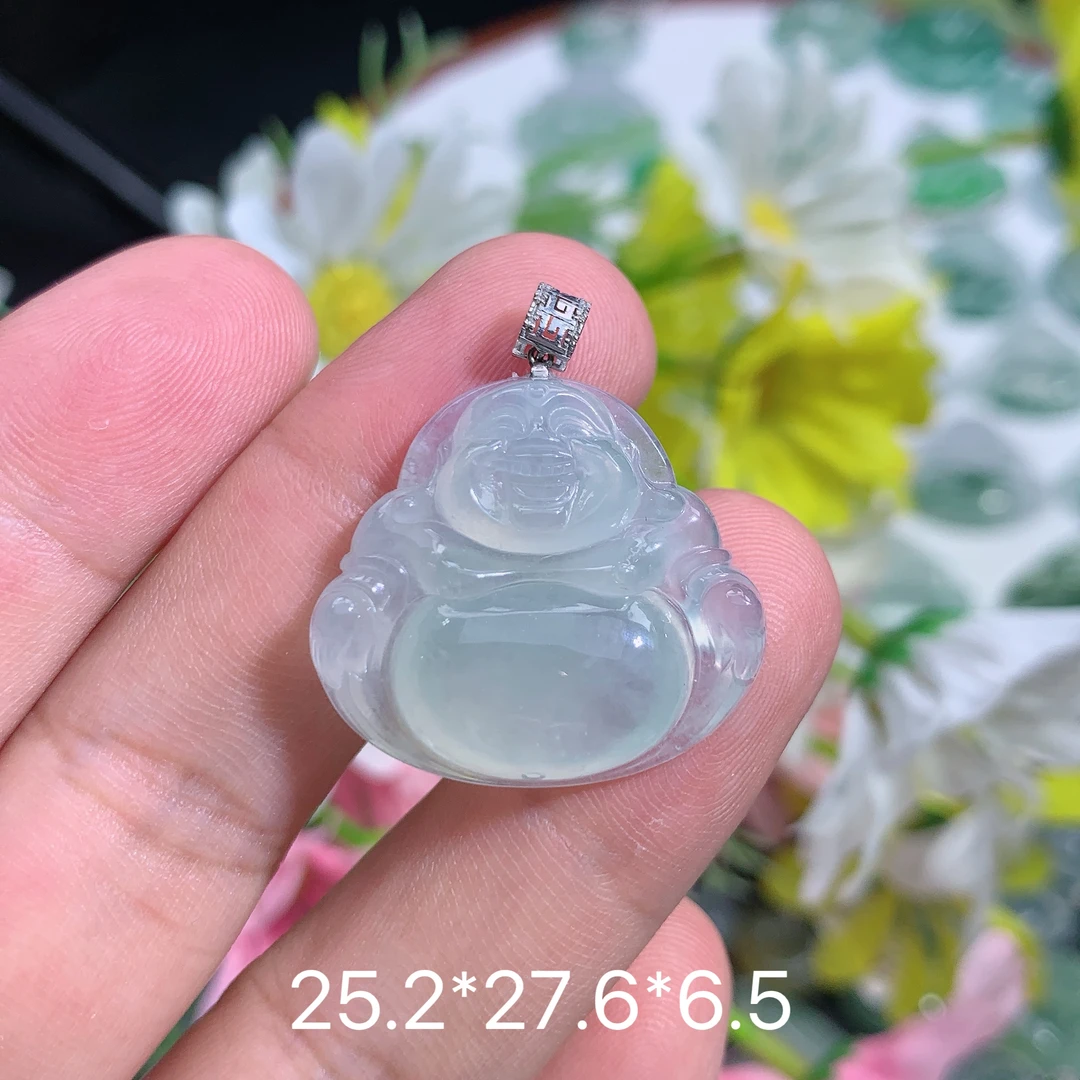 缅甸天然翡翠A货冰种佛公吊坠刘百搭气质精美雕刻玉石礼物精致