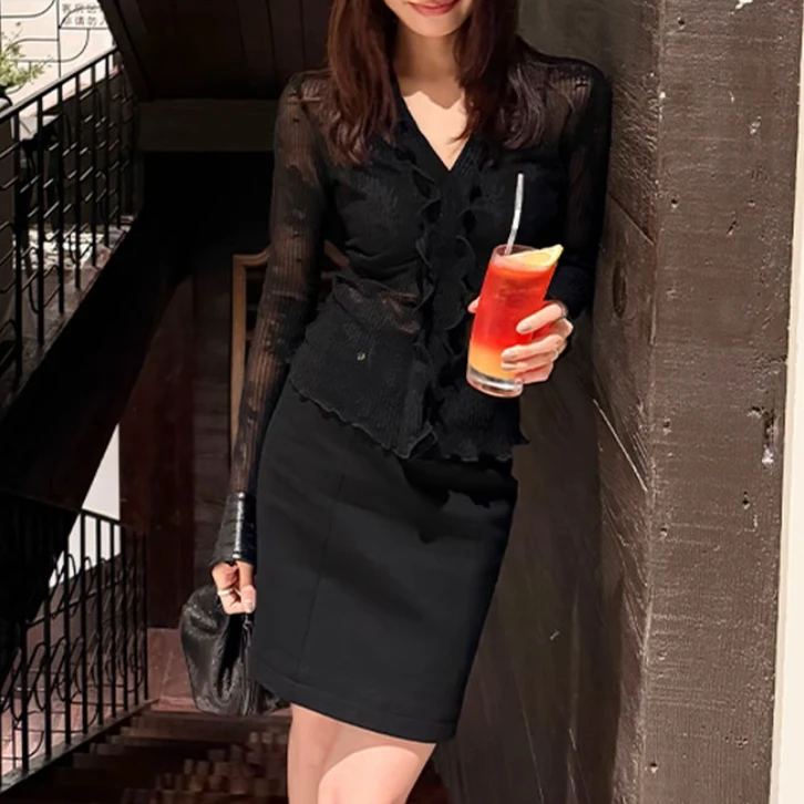 【ALONE SAVOR】龙喜儿迷人姐姐精致质感提花时尚衬衫小衫K123