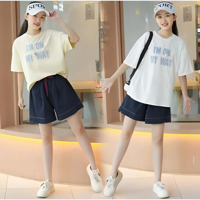 女童夏装套装儿童新款夏季薄款中大童运动韩版休闲洋气短裤两件套