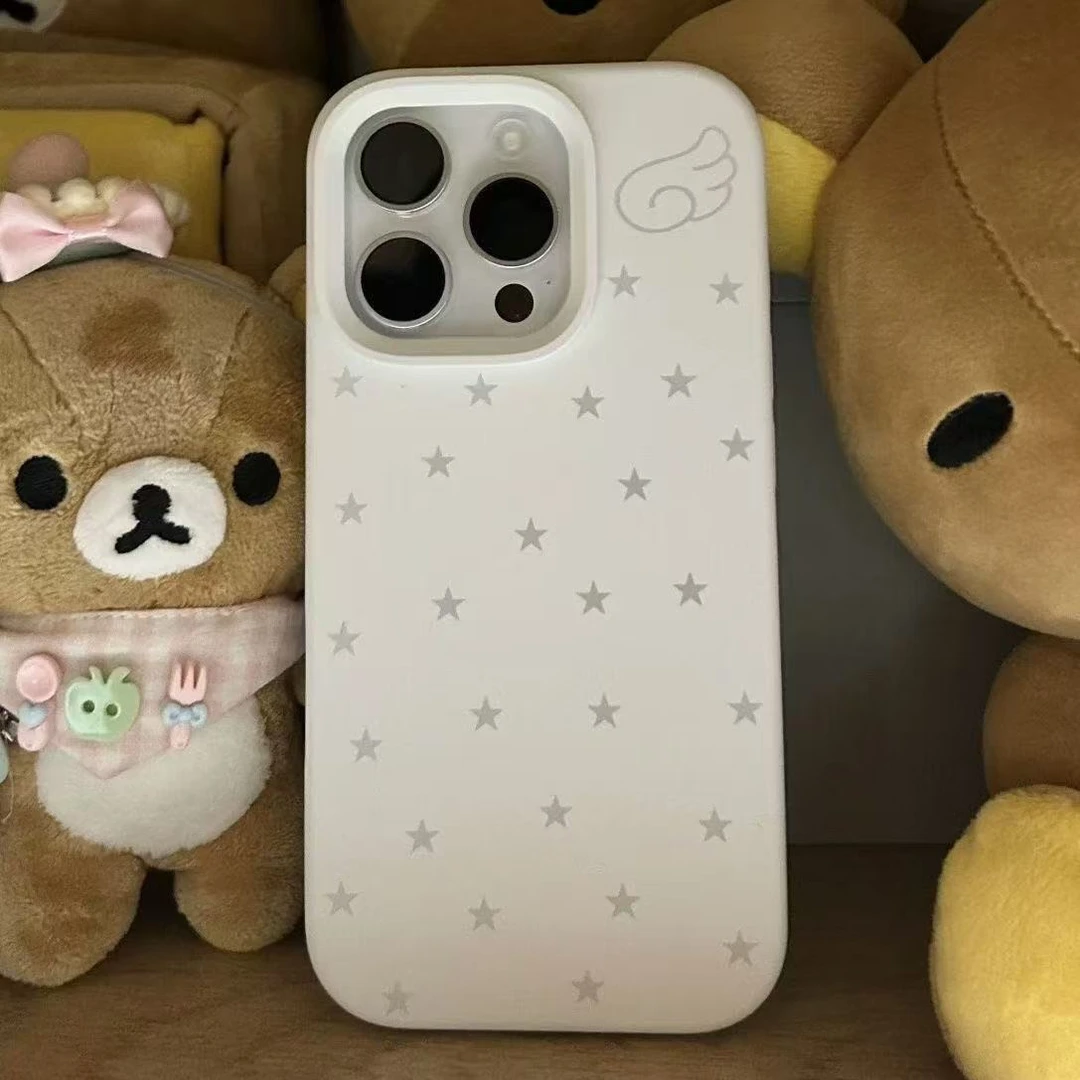 翅膀满屏星星适用苹果16Promax液态硅胶手机壳iPhone15个性14防摔