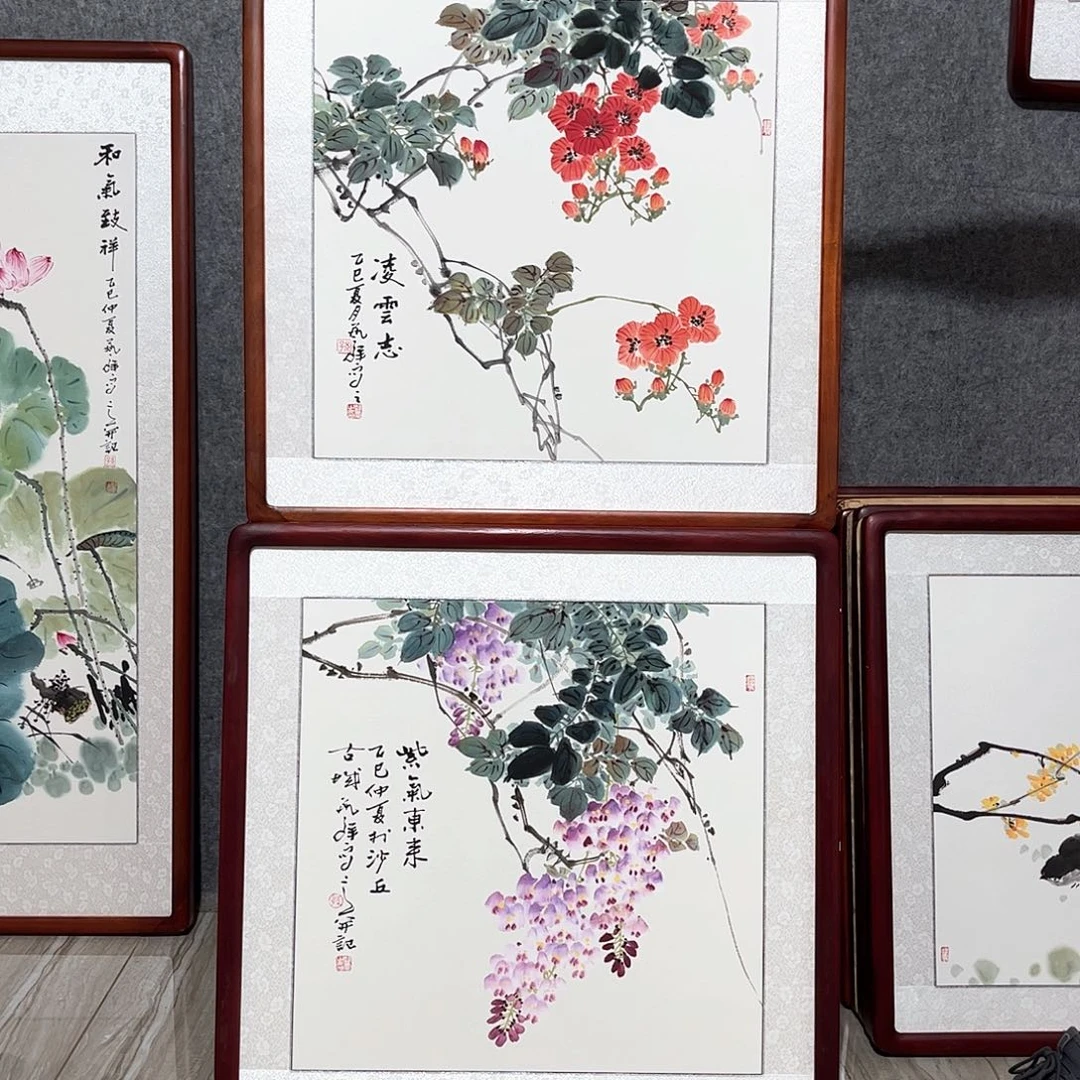 国画书画作品带框63×63