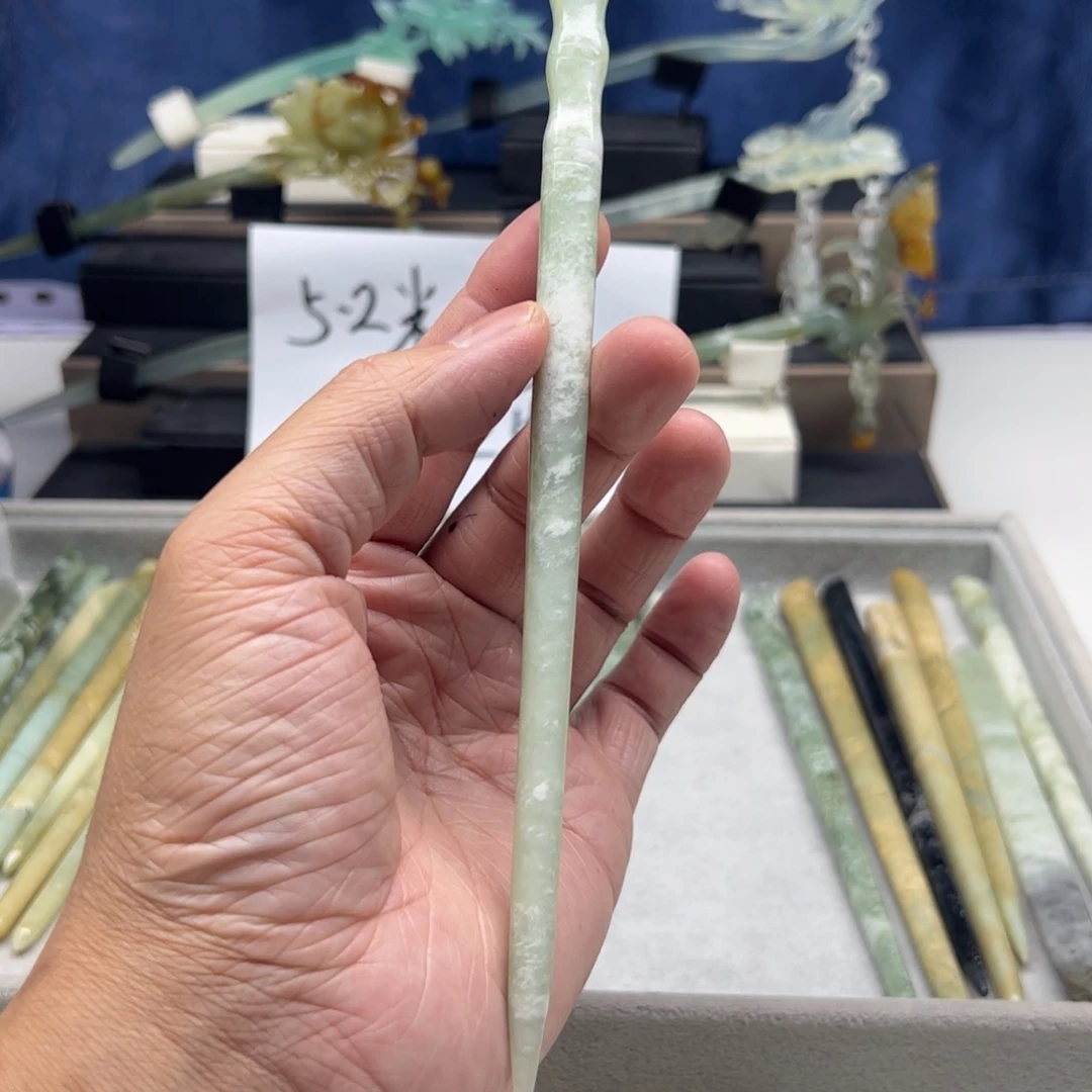 蛇纹石玉未镶嵌福利发簪晚*