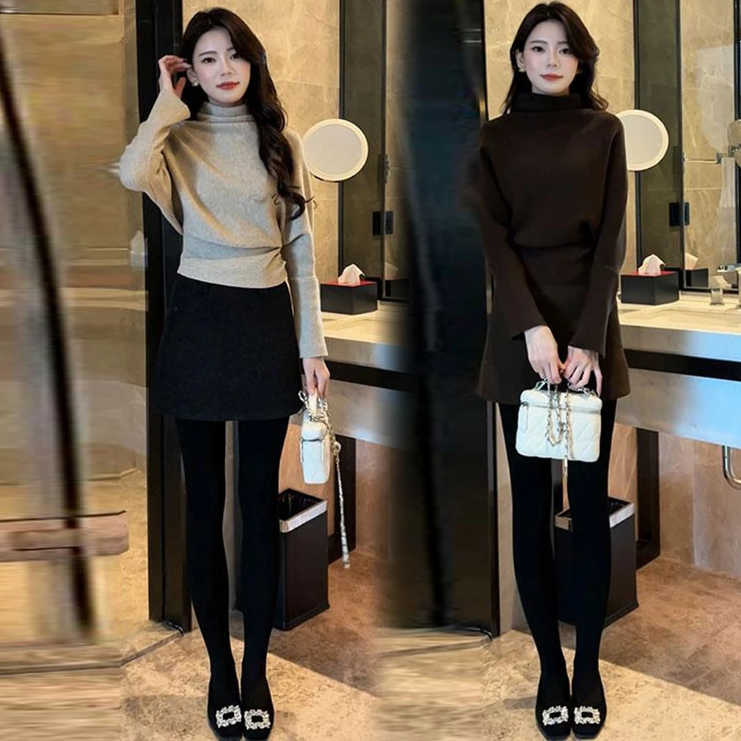 时尚慵懒风套装裙女今年冬季新款洋气显瘦针织上衣半身裙两件套潮