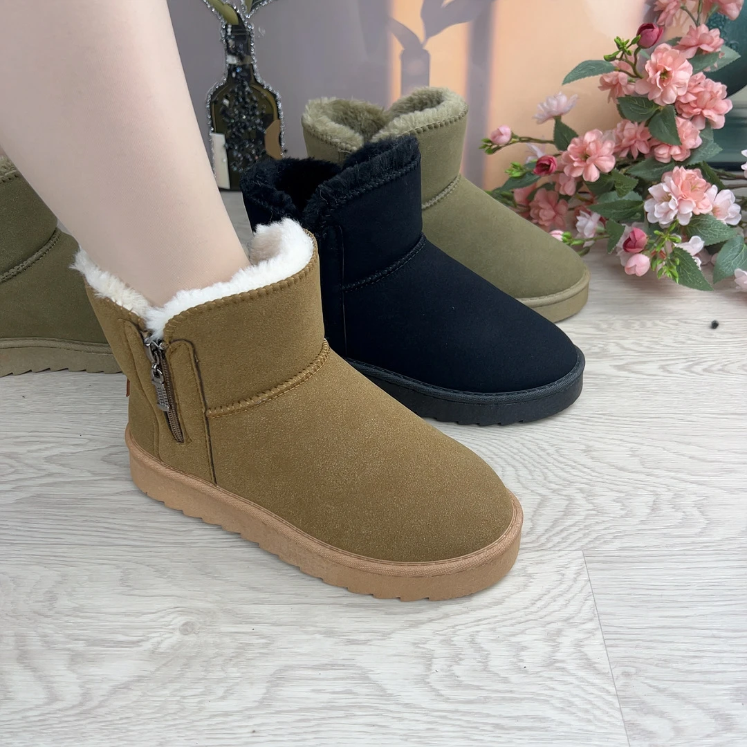 新款2024厚底雪地靴女冬季一体加绒防滑时尚保暖棉靴加厚东北棉鞋