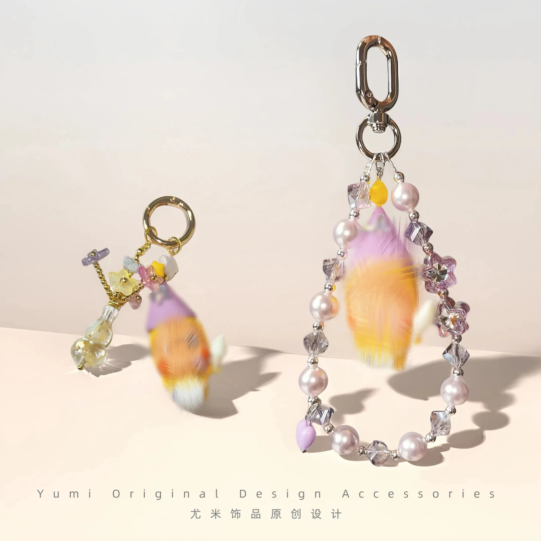 尤米可爱甜筒造型数码配件防丢书包手机挂链L314