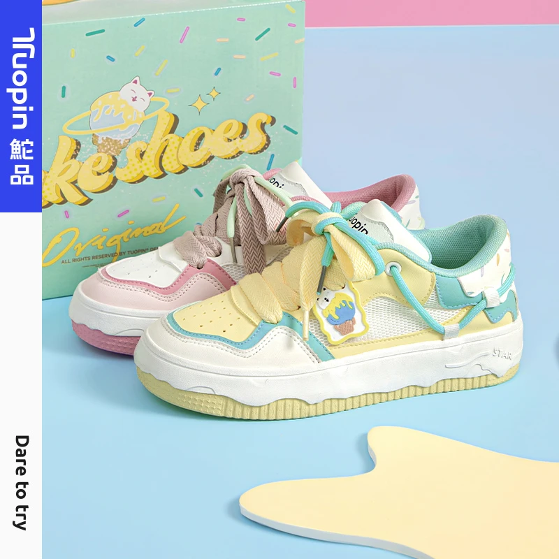 鮀品鸳鸯低帮休闲鞋2025秋季新款女鞋冰淇淋可爱卡通板鞋学生鞋子