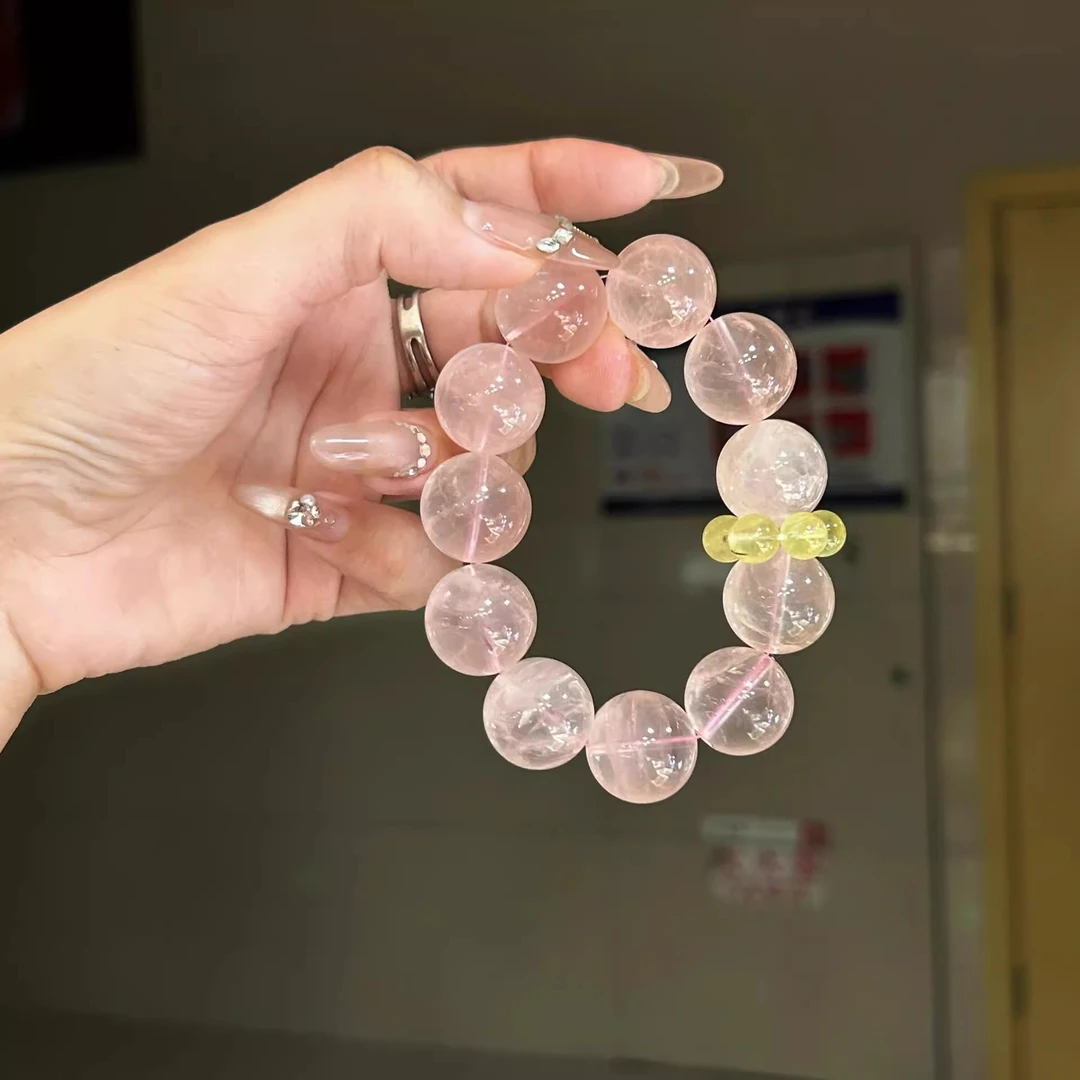 铜合金手链 粉红泡泡粉色手串桃花春夏女简约送礼物可爱素圈渐变