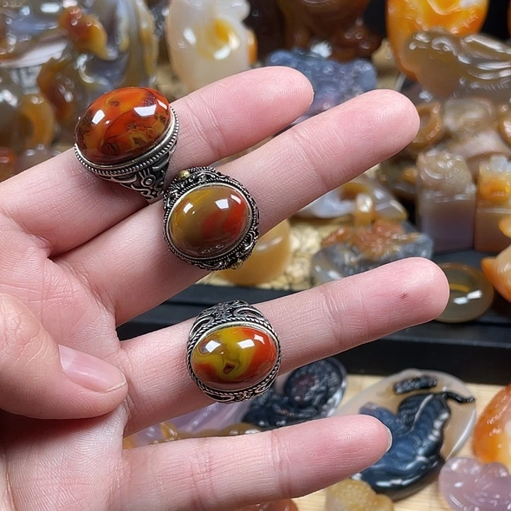 玛瑙/玉髓银S925镶嵌颈饰上中下